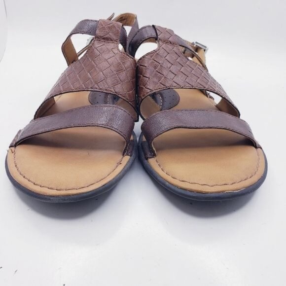 Boc Agda Brown Faux Leather Slingback Strappy Sandals Flats Women's Size 8 - Picture 5 of 13